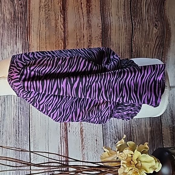 NEW MICHAEL MICHAEL KORS FLAWED PURPLE ZEBRA PRINT 3/4 SLEEVE BANDED TOP BLOUSE - Picture 4 of 14